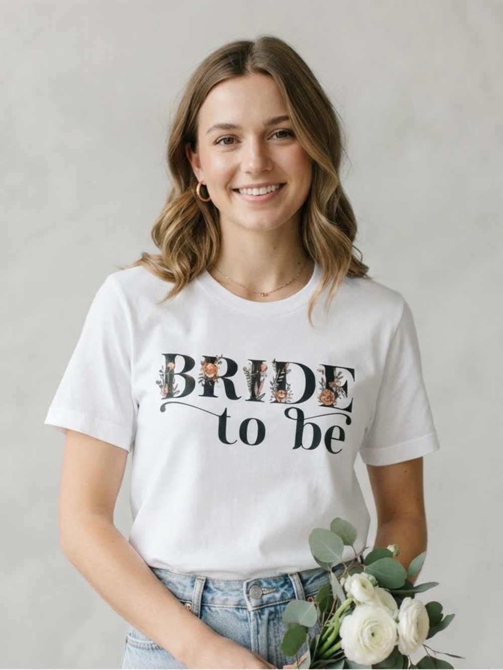 Bride to Be Floral Graphic Tee - White